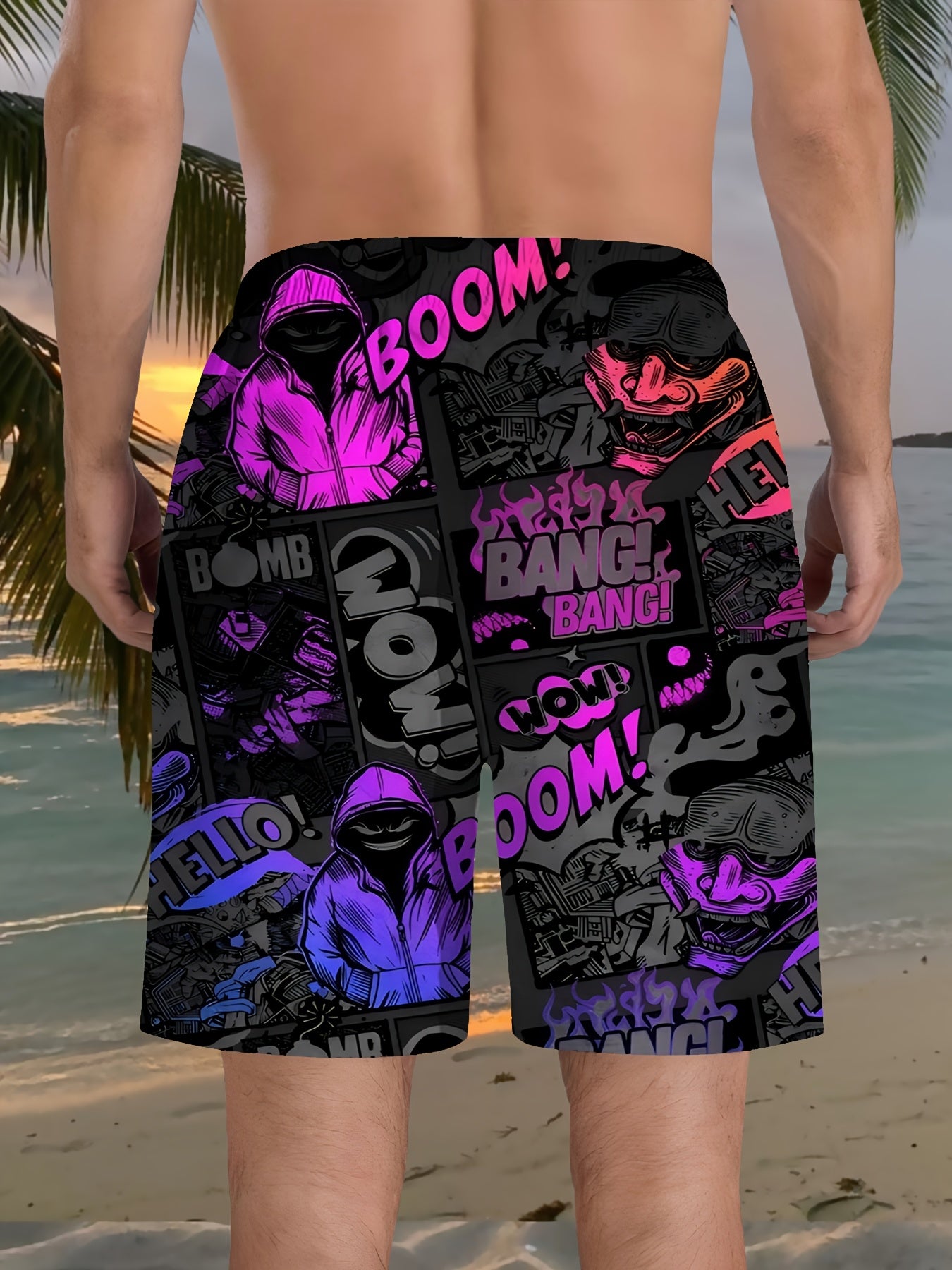 Short de plage imprimé pour homme, style hip-hop, imprimé 3D