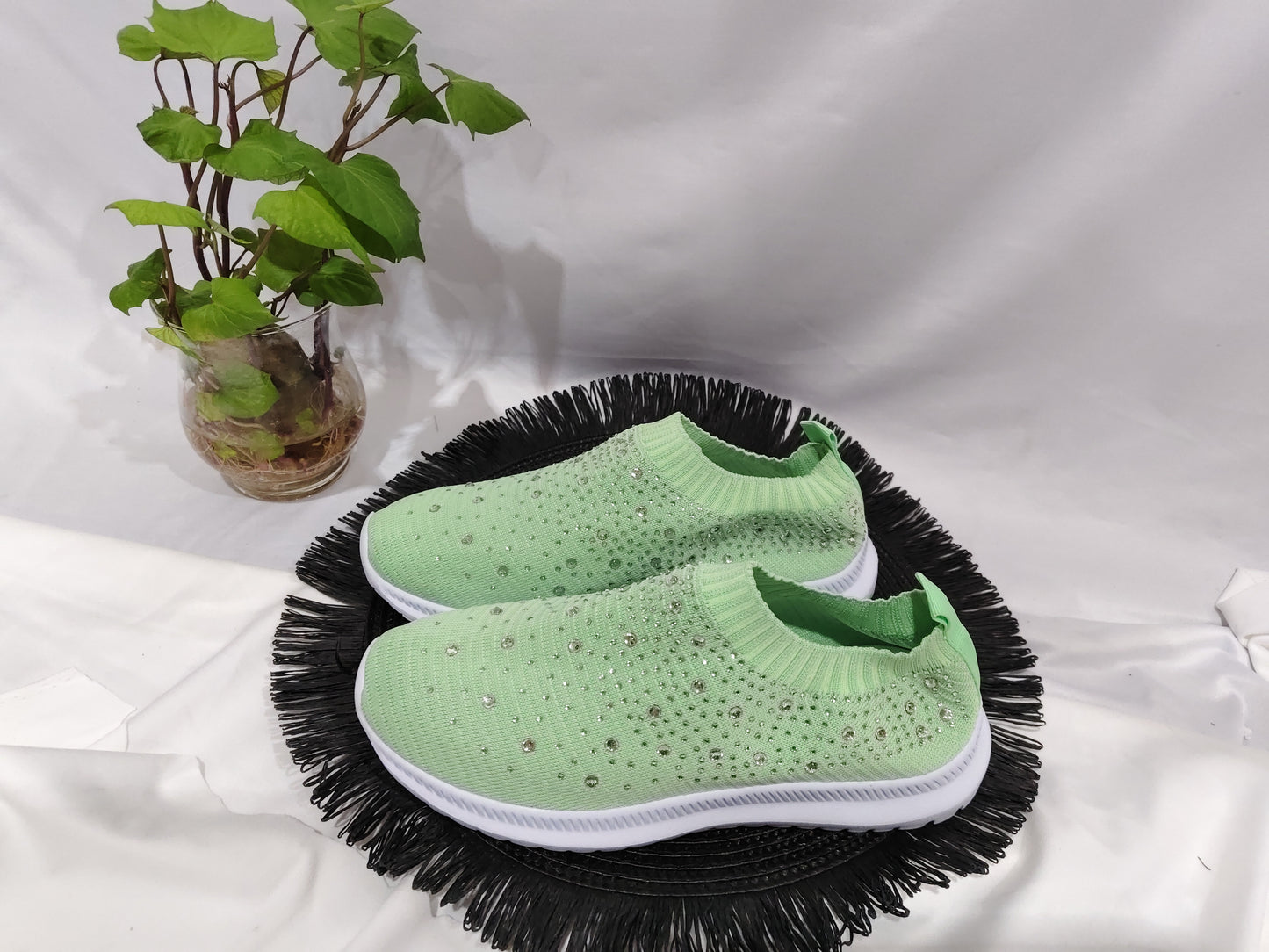 Chaussures chaussettes extensibles à strass grandes tailles