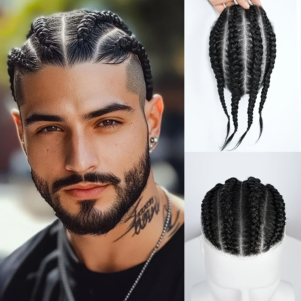 Postiche tressé en mailles africaines pour homme