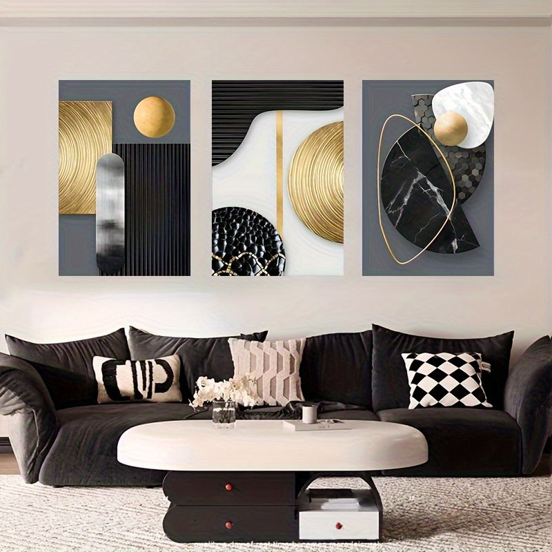 Ensemble de 3 tableaux décoratifs 2D sans cadre, style graphique