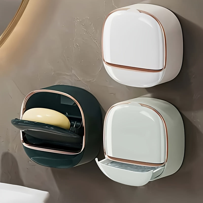 Boîte à savon murale avec drainage, support de savon sans perçage pour salle de bain et douche, rangement pour articles de toilette