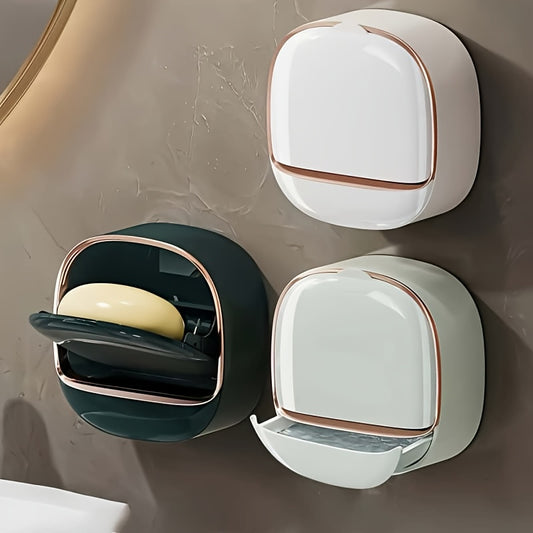 Boîte à savon murale avec drainage, support de savon sans perçage pour salle de bain et douche, rangement pour articles de toilette