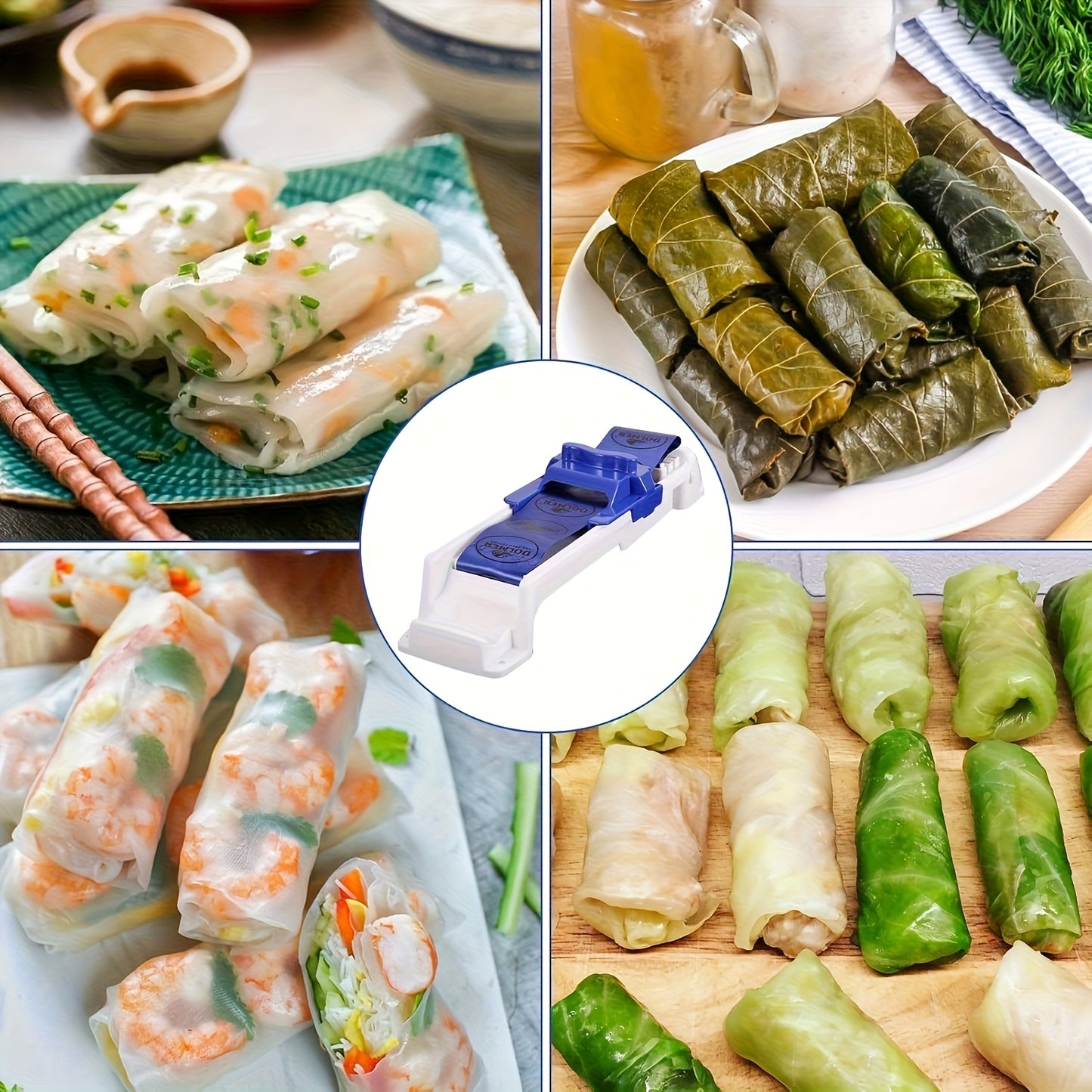 Rouleau manuel robuste avec poignée antidérapante, idéal pour sushis, rouleaux de printemps, nems, feuilles de vigne farcies et raviolis