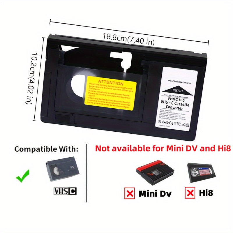 Adaptateur convertisseur de cassette VHS vers VHS-C