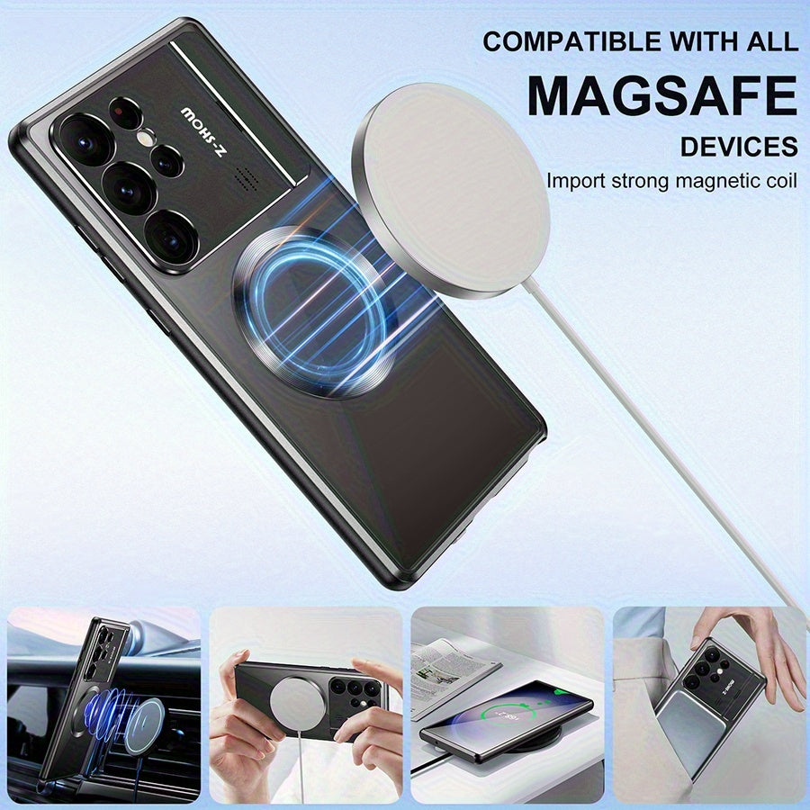Étui de protection magnétique double face en verre HD avec système de verrouillage pour Samsung S25 Ultra