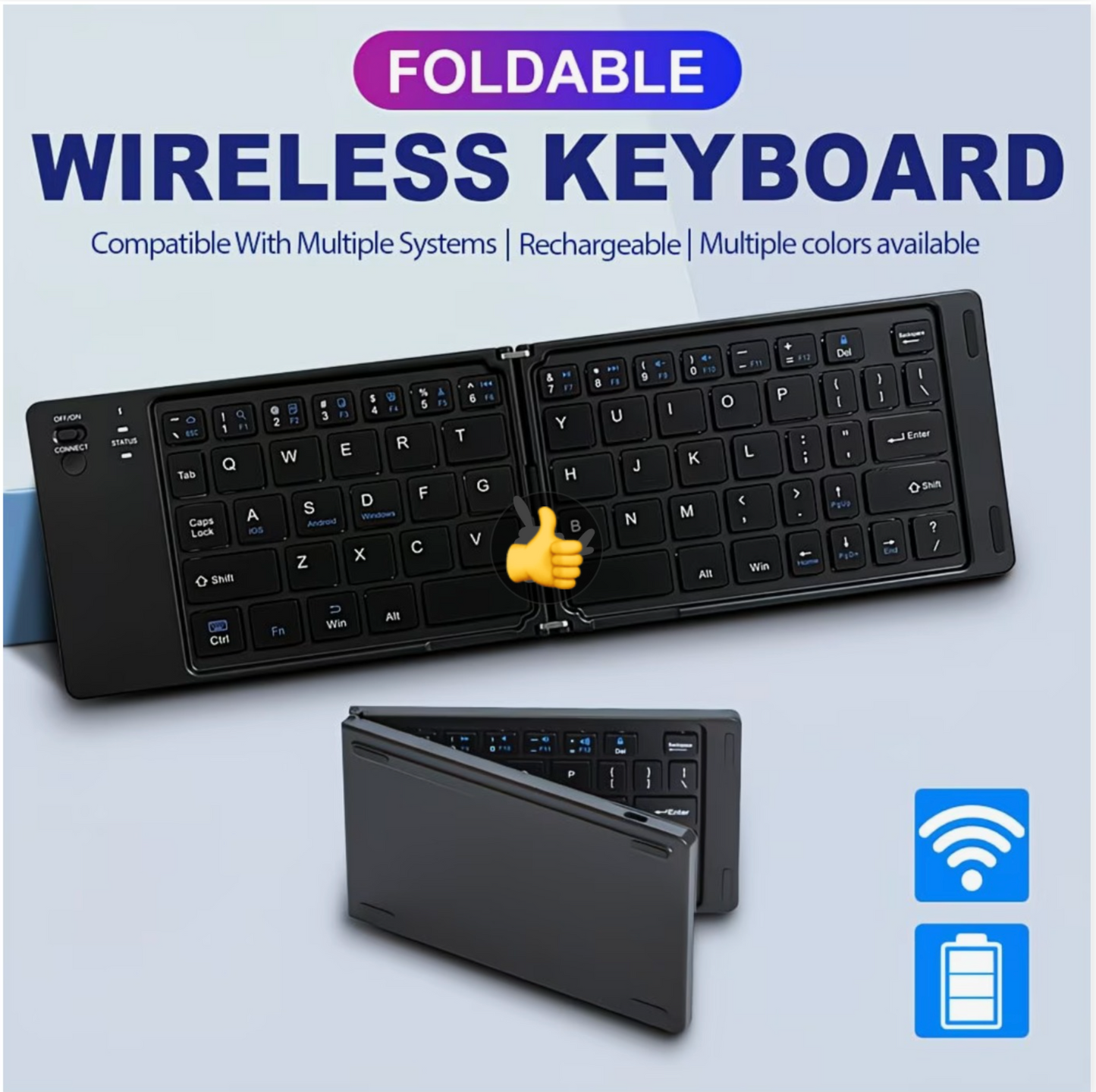 Clavier pliable ultra-fin | Clavier de voyage sans fil pliable