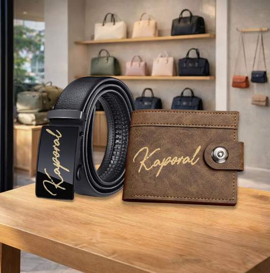 2 pièces Ensemble Ceinture et Portefeuille Homme