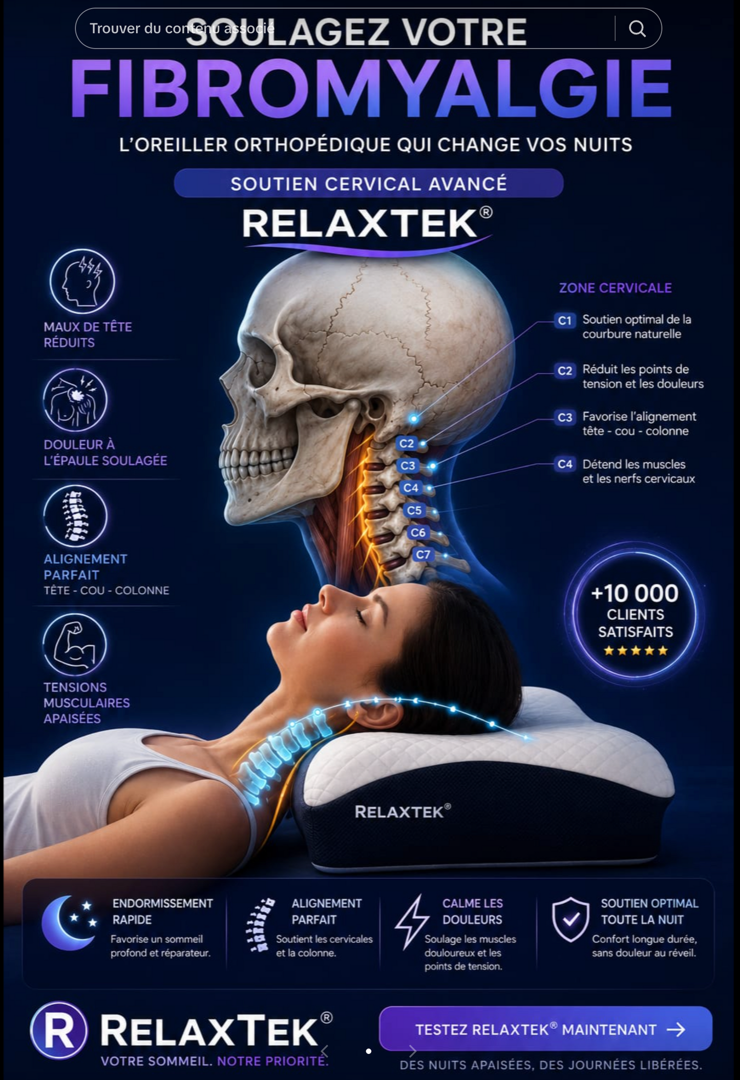 Promo Linge Oreiller Cervical Ergonomique à Mémoire de Forme 2 en 1 – Coussin Orthopédique pour la Nuque, Le Dos et Le Côté – Oreiller Anatomique Respirant avec Housse Lavable.