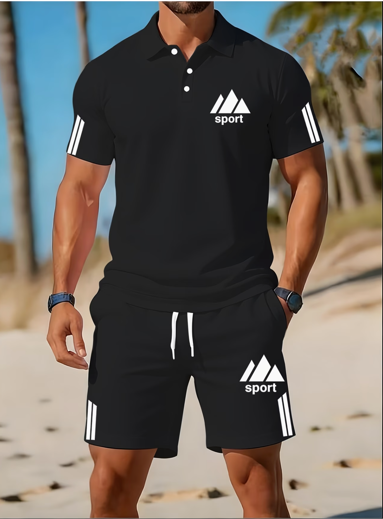 Ensemble Polo de Golf d'Été pour Homme, Haute Élasticité, Décontracté