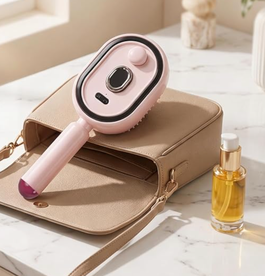 Brosse À Vapeur Électrique 2-en-1 hikiau – Lissante, Antistatique & Hydratante | Cheveux Épais, Bouclés, Ondulés