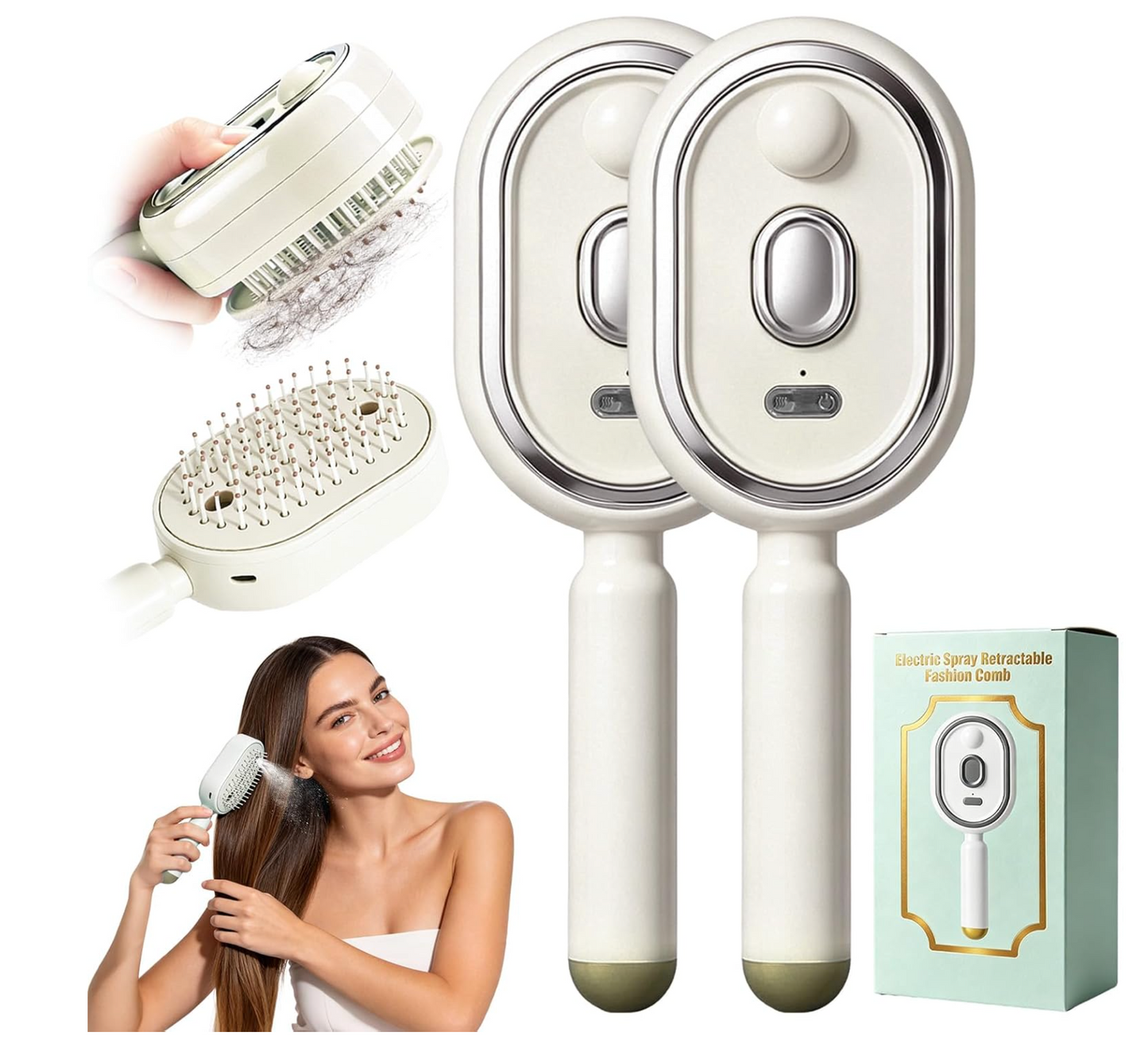 Brosse À Vapeur Électrique 2-en-1 hikiau – Lissante, Antistatique & Hydratante | Cheveux Épais, Bouclés, Ondulés
