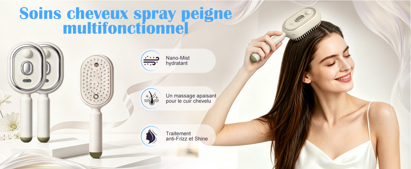 Brosse À Vapeur Électrique 2-en-1 hikiau – Lissante, Antistatique & Hydratante | Cheveux Épais, Bouclés, Ondulés
