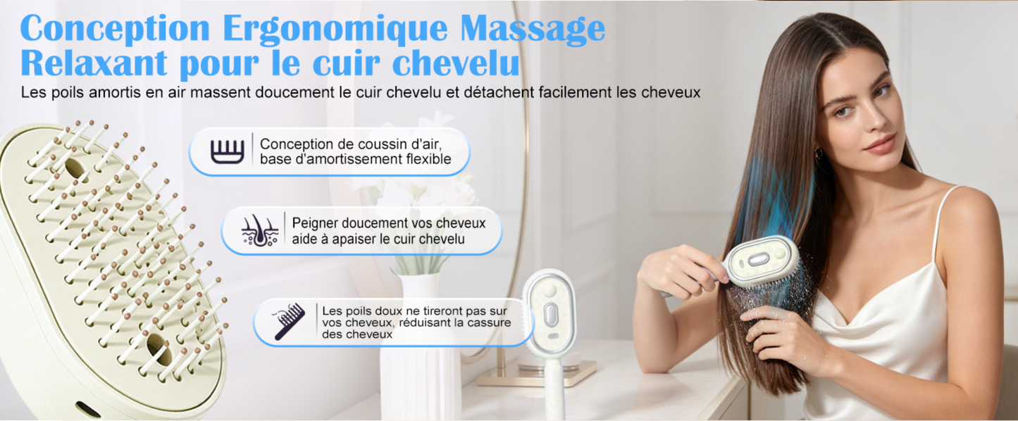 Brosse À Vapeur Électrique 2-en-1 hikiau – Lissante, Antistatique & Hydratante | Cheveux Épais, Bouclés, Ondulés