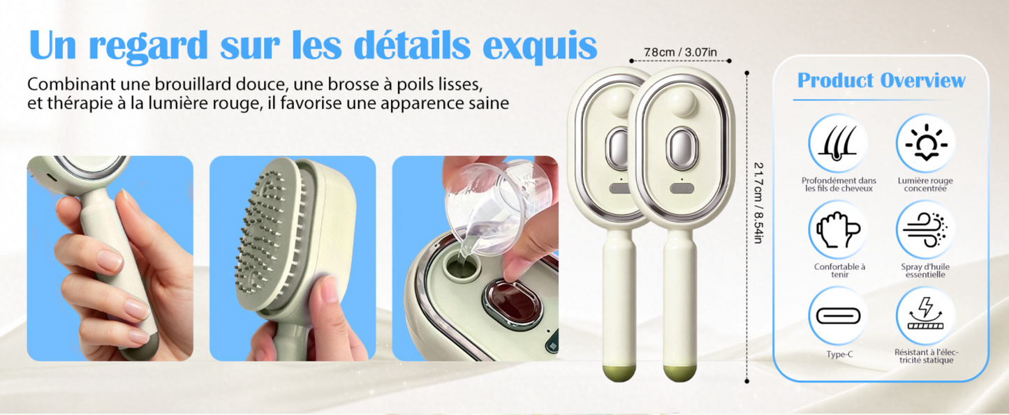 Brosse À Vapeur Électrique 2-en-1 hikiau – Lissante, Antistatique & Hydratante | Cheveux Épais, Bouclés, Ondulés
