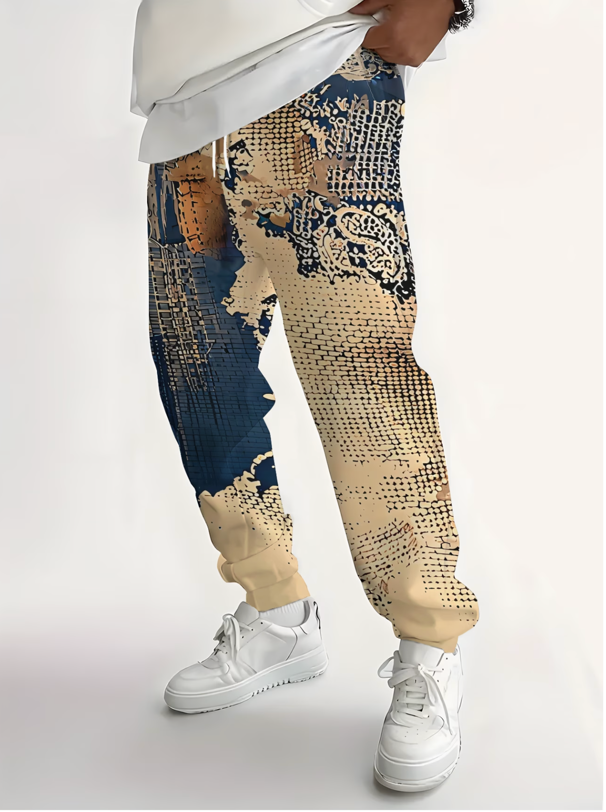 Jogging à la mode pour homme avec textures abstraites et géométriques