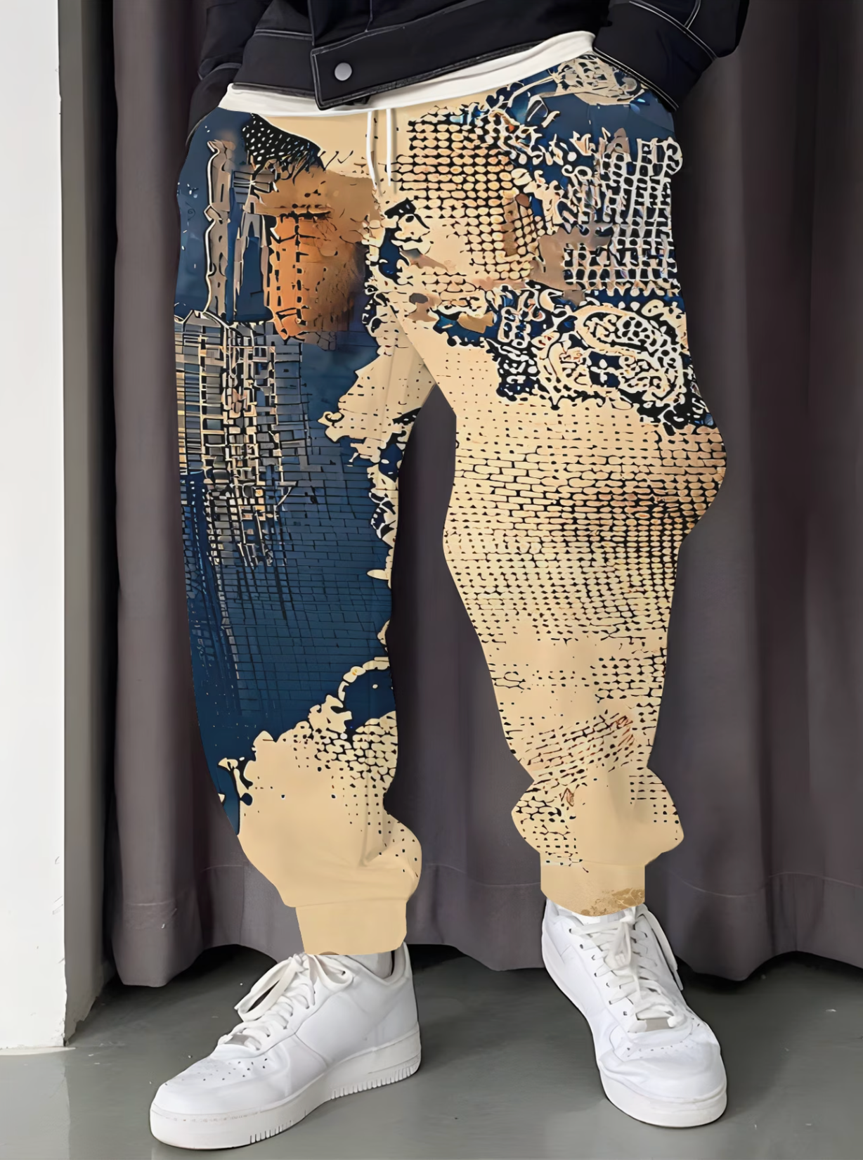 Jogging à la mode pour homme avec textures abstraites et géométriques