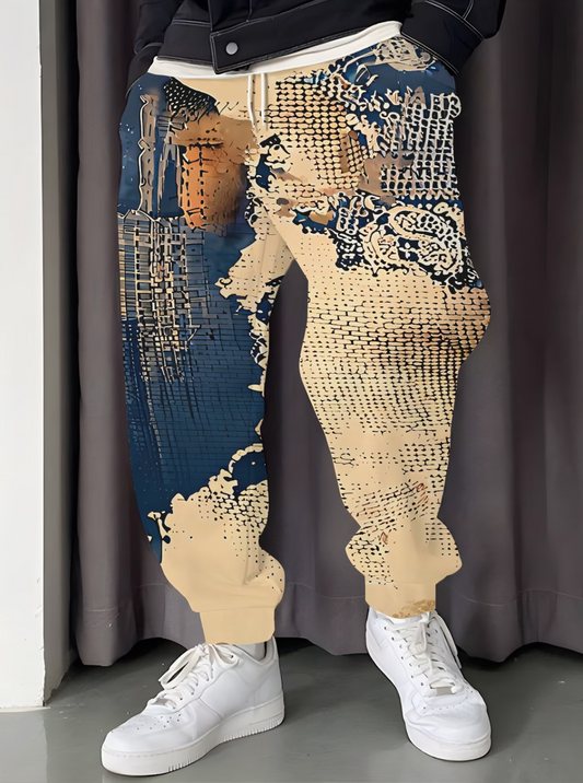 Jogging à la mode pour homme avec textures abstraites et géométriques