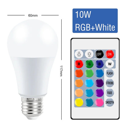 Lampe LED colorée avec télécommande RGB-White-10W E27(85-265V)