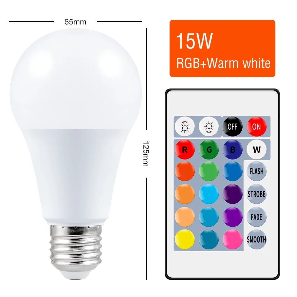 Lampe LED colorée avec télécommande RGB-Warm-15W E27(85-265V)