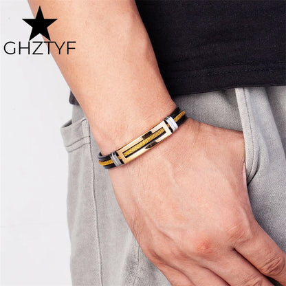 Bracelets à chaîne dorée en acier inoxydable pour hommes