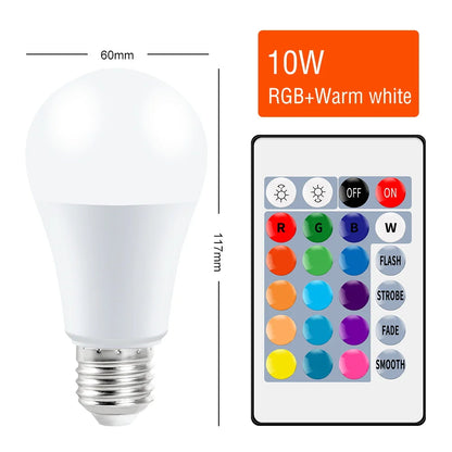 Lampe LED colorée avec télécommande RGB-Warm-10W E27(85-265V)