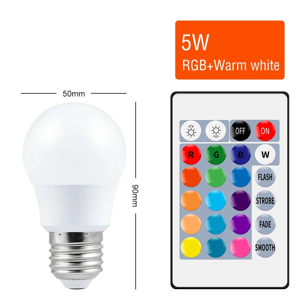 Lampe LED colorée avec télécommande RGB-Warm-5W E27(85-265V)