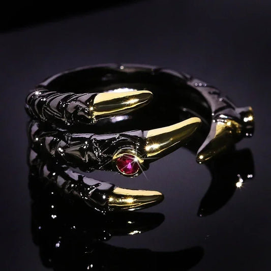 Bague griffe de Dragon en métal Vintage pour hommes TAILLE UNIQUE NOIR