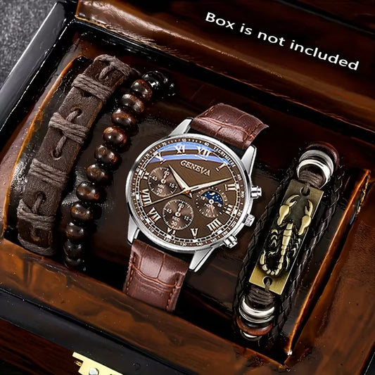 Montre homme neuve, bracelet de luxe, ensemble montre-bracelet