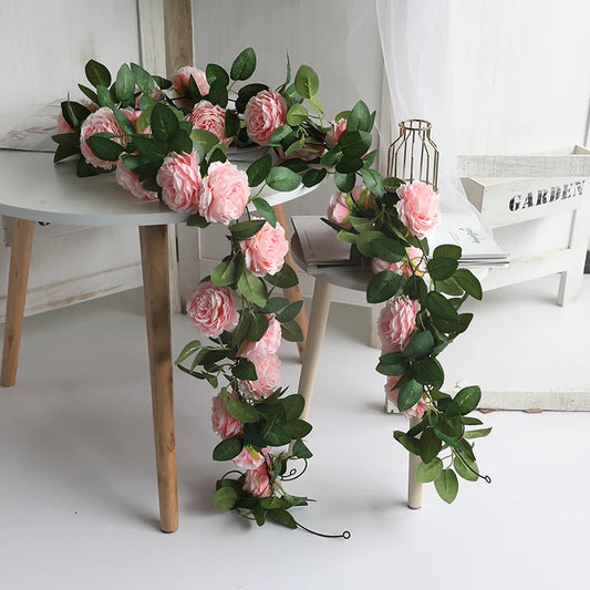 Guirlande de pivoines en soie rose