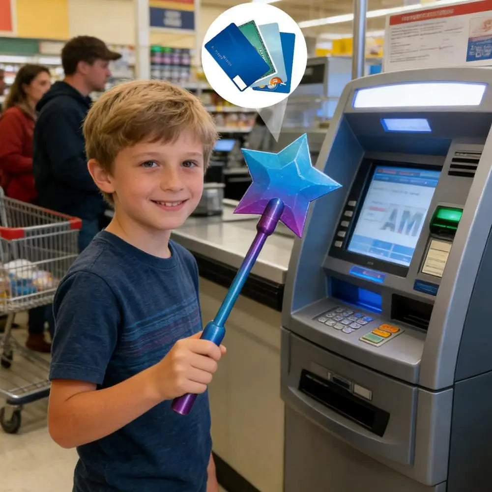 Porte-cartes baguette magique en forme d'étoile, imprimé en 3D, avec fonction de paiement sans contact