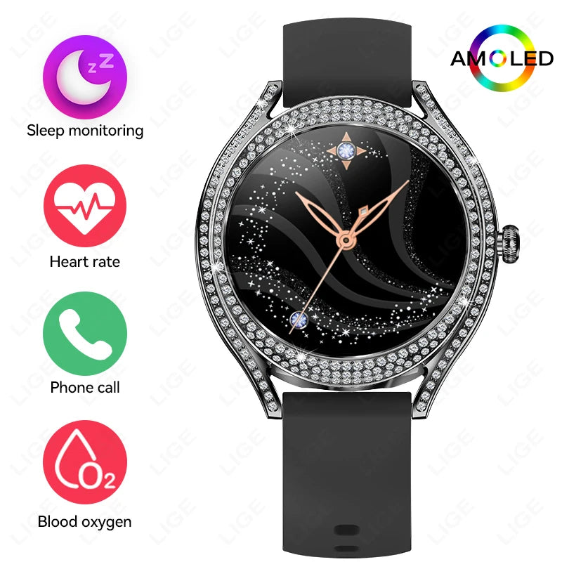 LIGE femme montre intelligente NOIR SILICONE Bluetooth