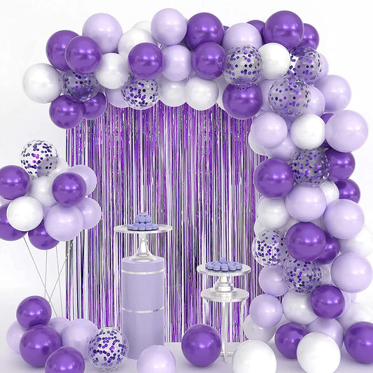 Kit d'arche de guirlande de ballons violets à confettis