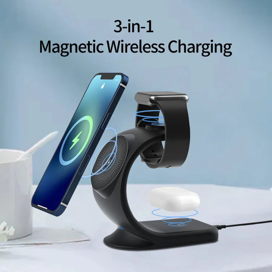 Chargeur sans fil magnétique 3 en 1 pour téléphone intelligent - Topdecheztop.fr