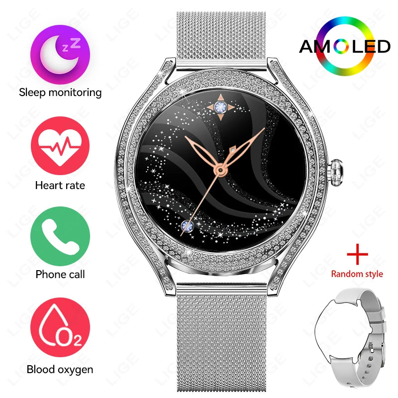 LIGE femme montre intelligente ARGENTER ACIER Bluetooth