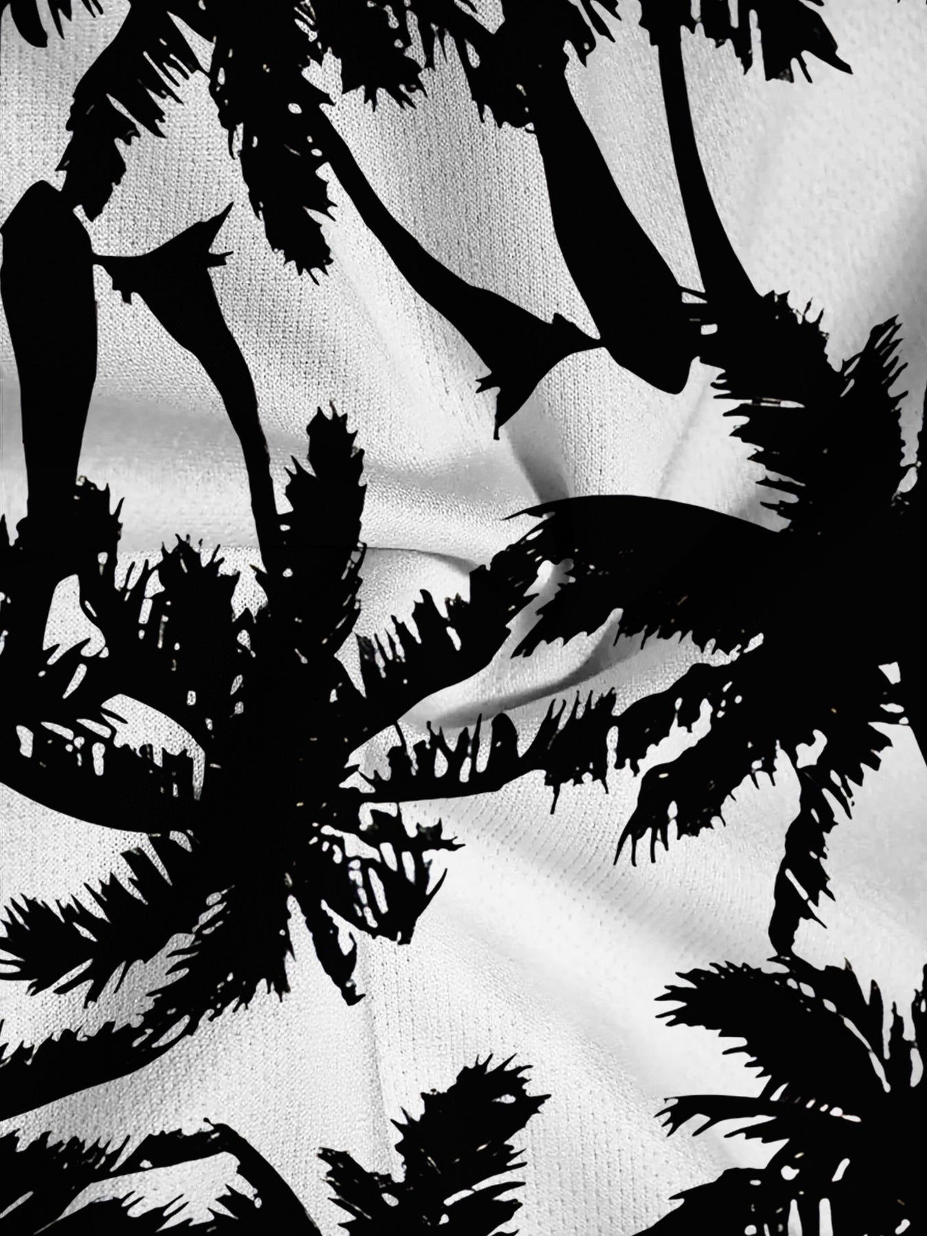 Short décontracté pour homme orné d'un motif de cocotier noir sur fond blanc