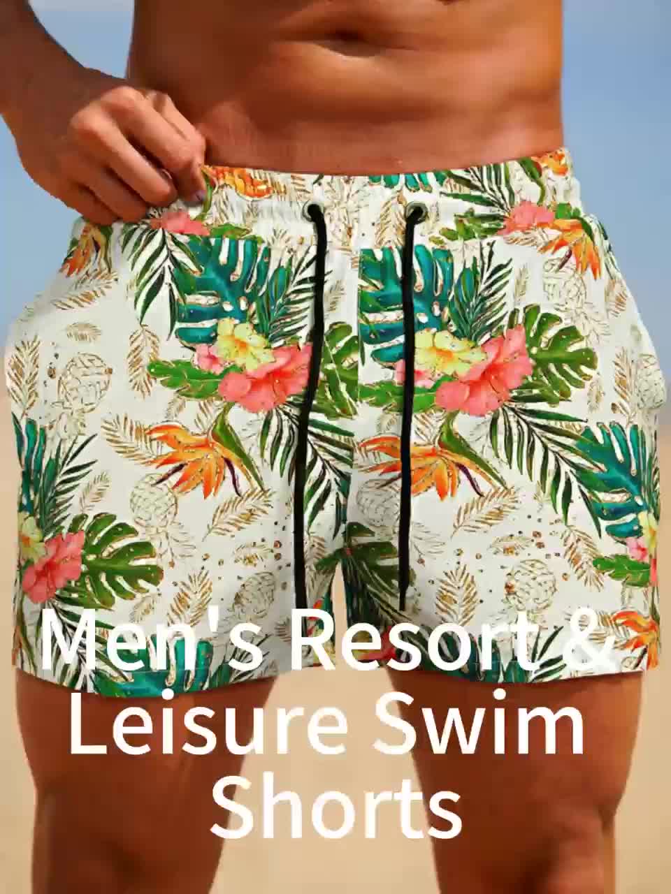 Short de bain élastique d'extérieur avec doublure en maille pour le surf, la plage