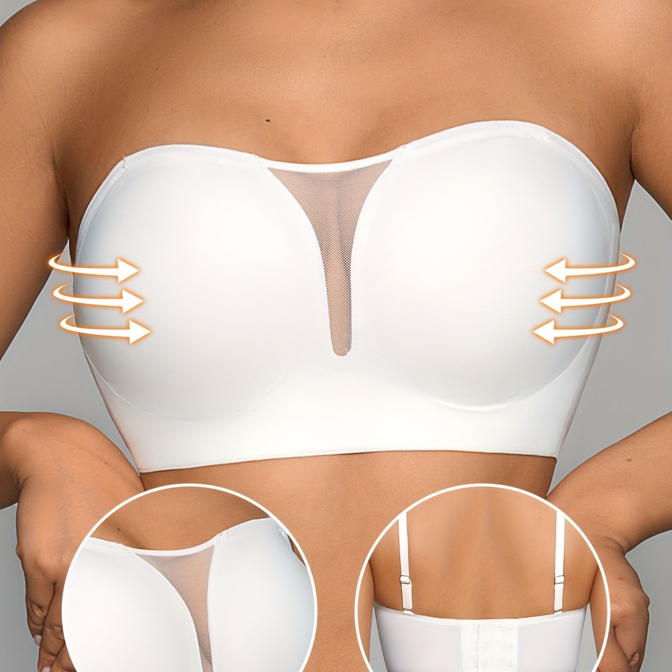 Soutien-gorge bustier sans armatures pour femme, effet push-up et maintien optimal