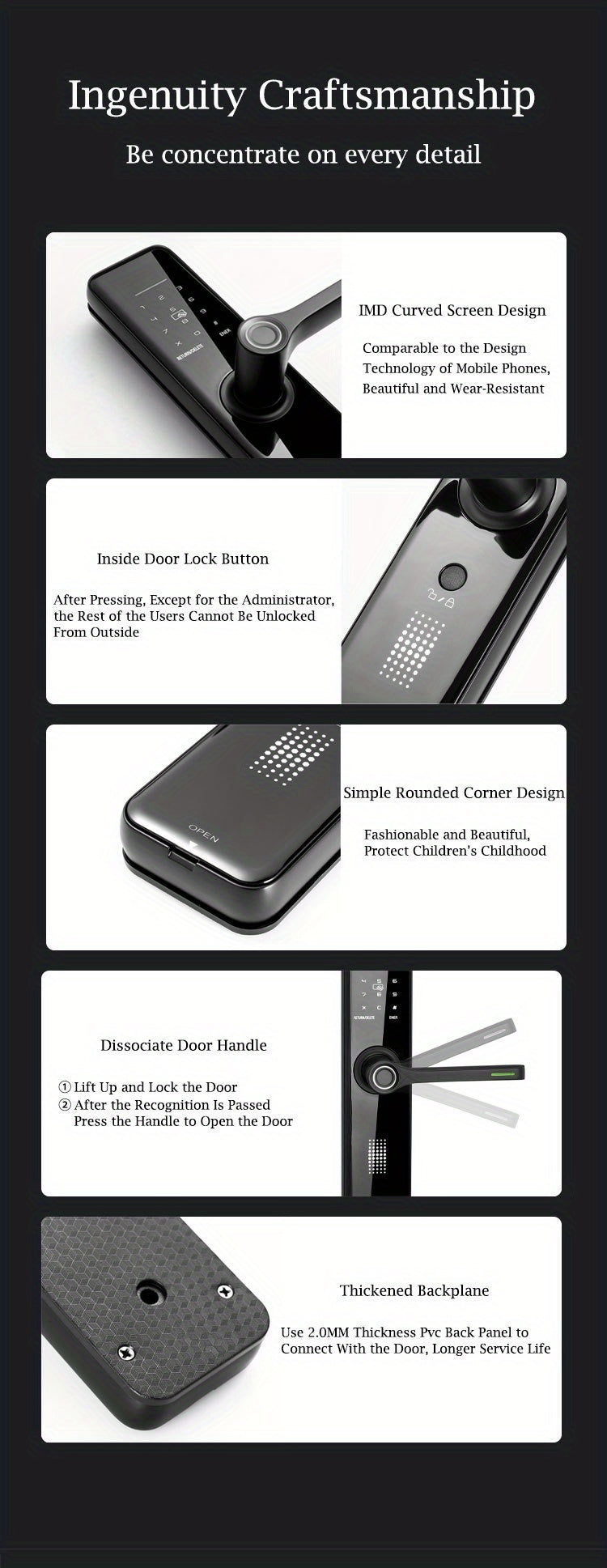Serrure de porte électronique intelligente à empreinte digitale pour la maison, entrée sans clé avec application et clavier, serrure de porte d'entrée