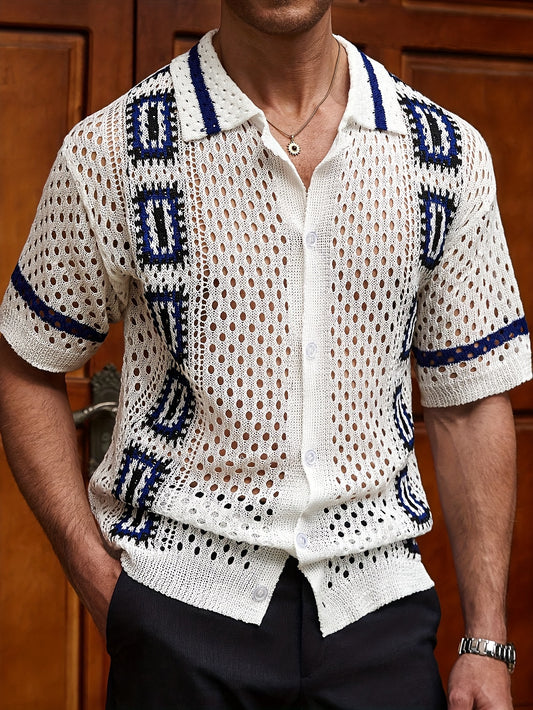 Chemise décontractée à manches courtes en tricot - Topdecheztop.fr