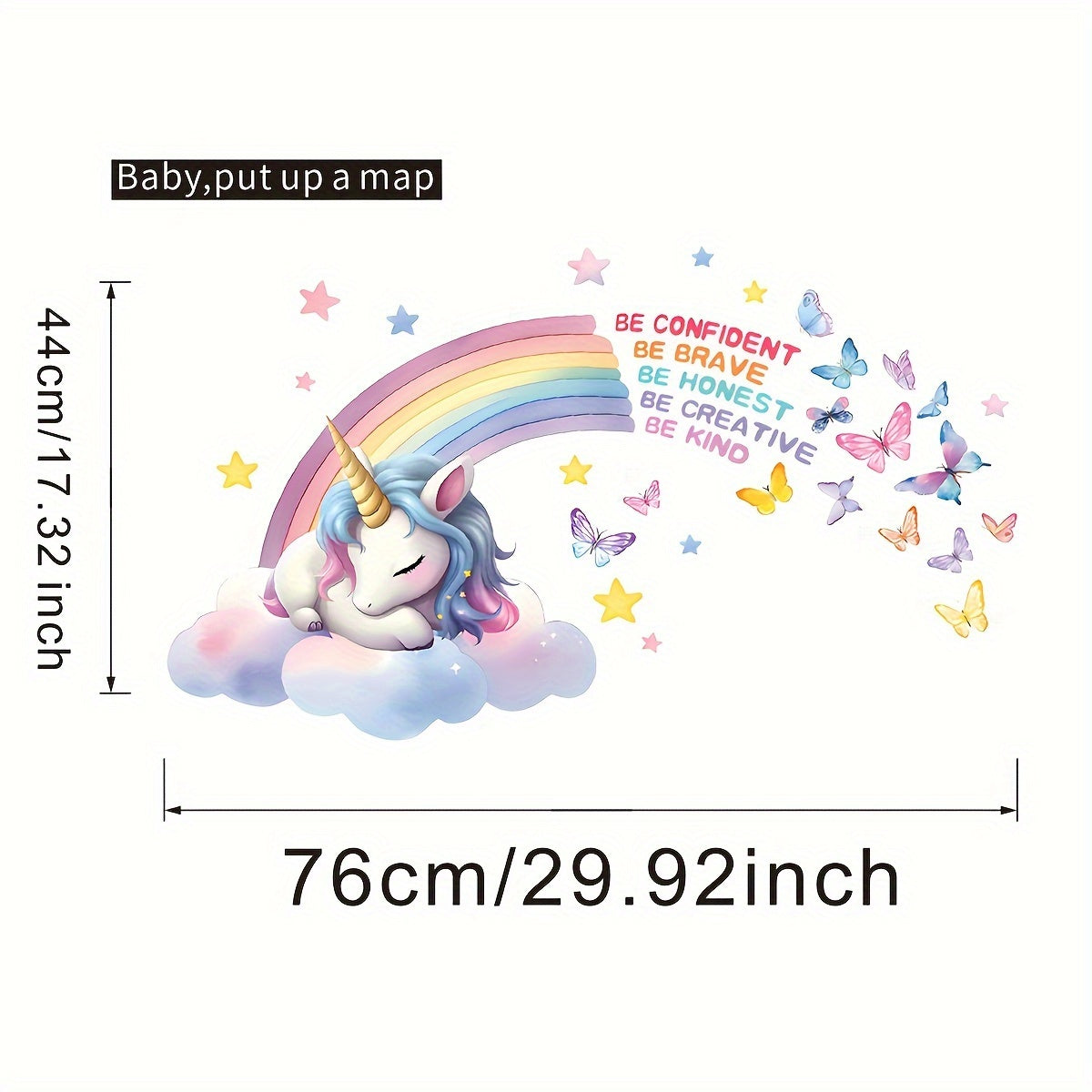 Boho-Chic Rainbow Unicorn Wall Decal - Inspirational Quotes, Removable PVC Sticker for Girls' Rooms, Living Spaces & Nursery Decor - Topdecheztop.fr
