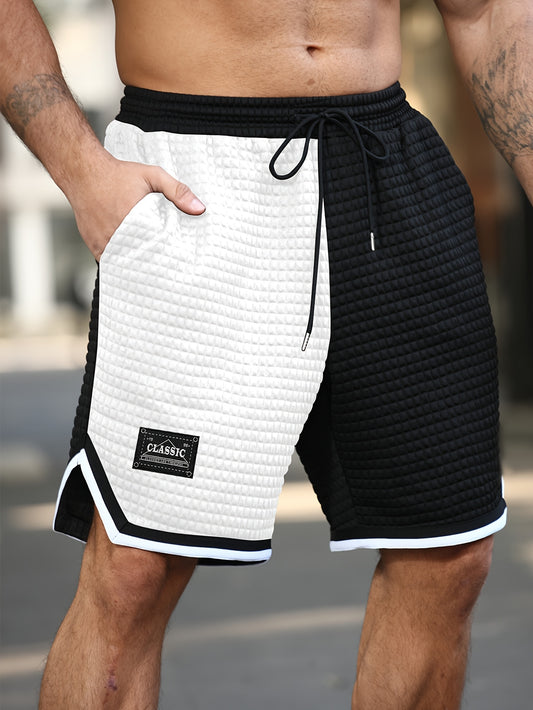 Short de plage blanc uni pour homme, longueur genou