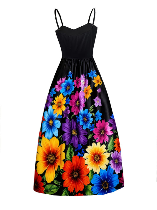 Robe élégante à bretelles spaghetti et imprimé floral