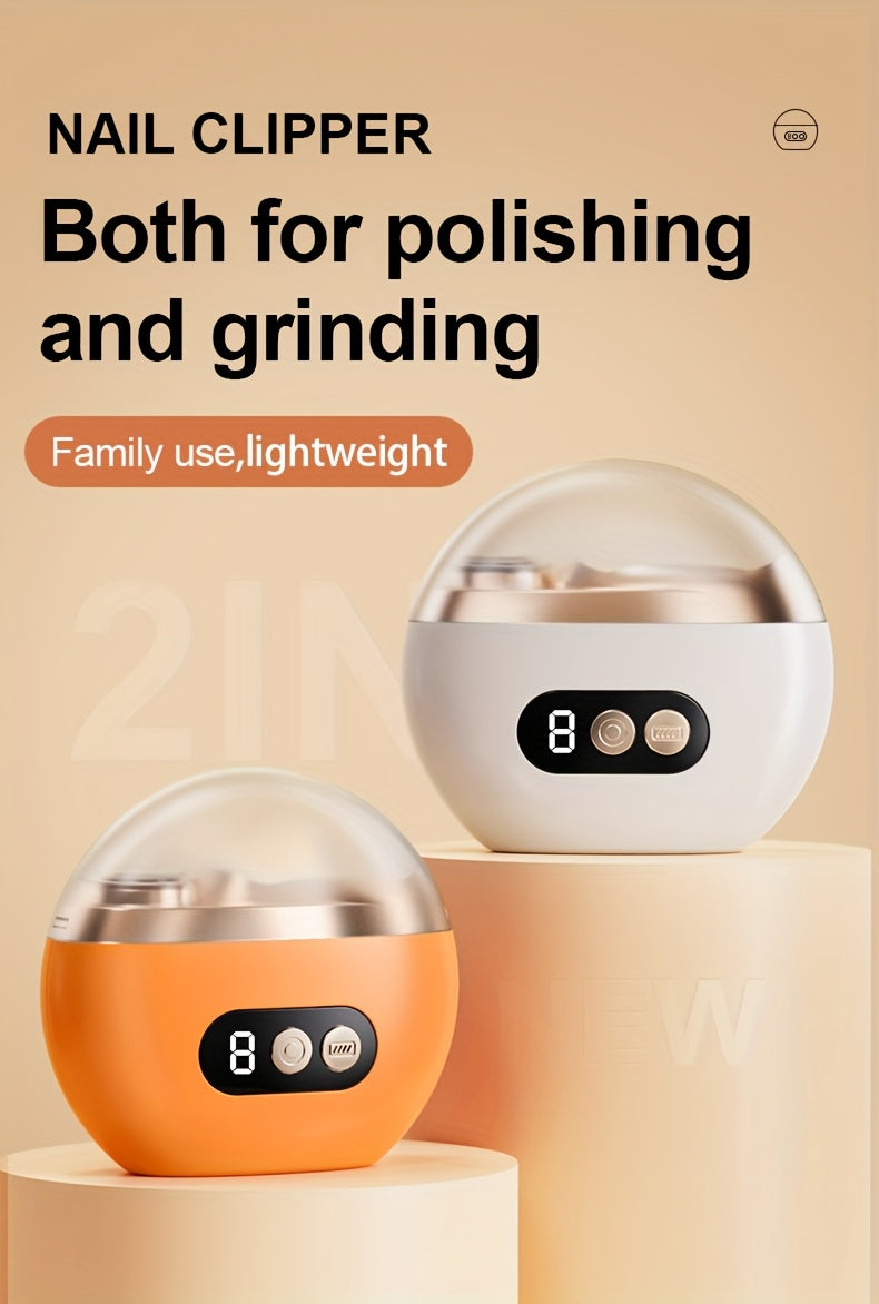 Coupe-ongles électrique intelligent 2 en 1, outil de manucure et de polissage