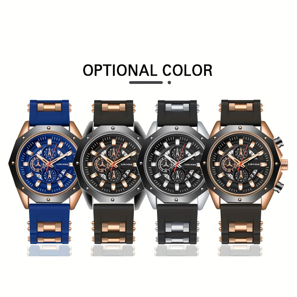 Montre à quartz de sport pour hommes avec bracelet en silicone