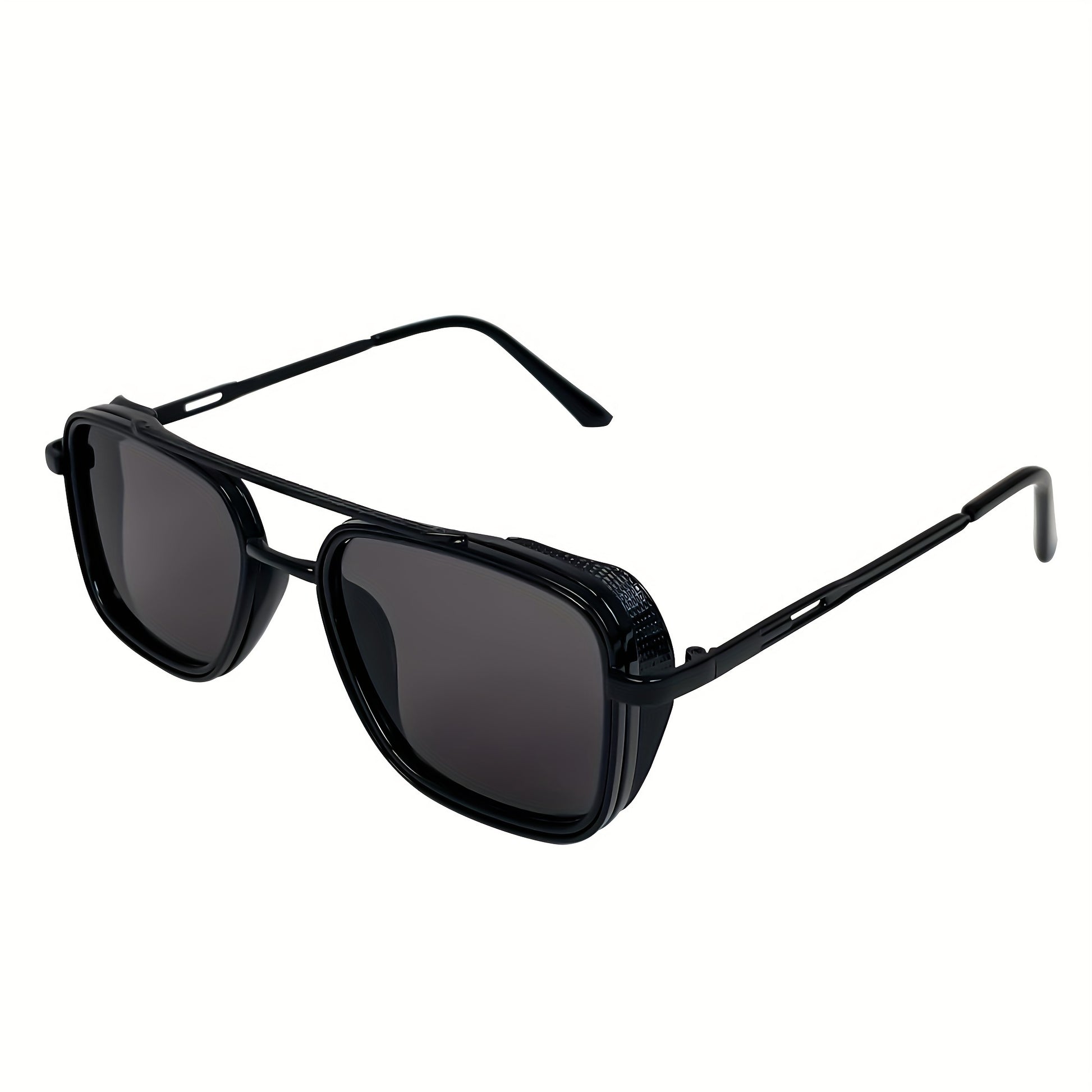 Lunettes carrées style hippie à monture métallique style punk rétro - Topdecheztop.fr