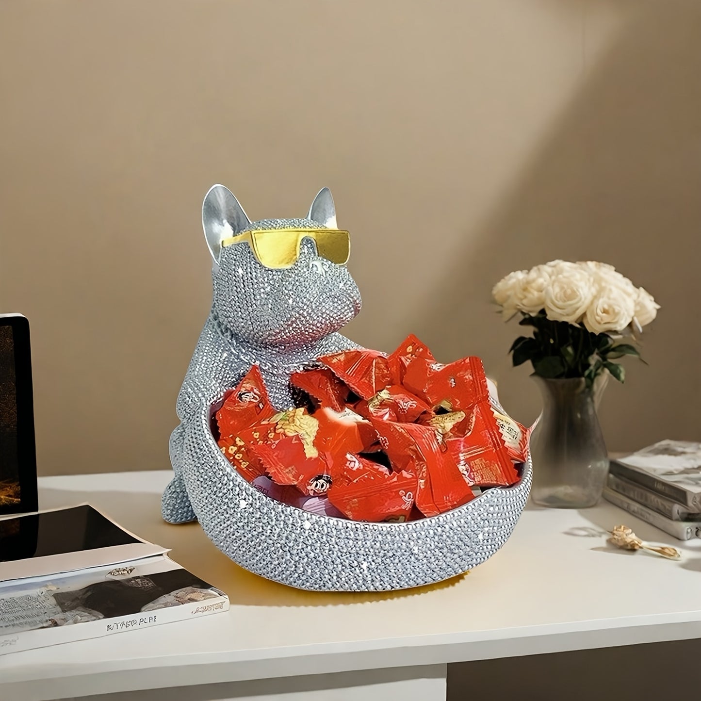 Statuette de chien élégante avec lunettes (1 pièce) - Décoration