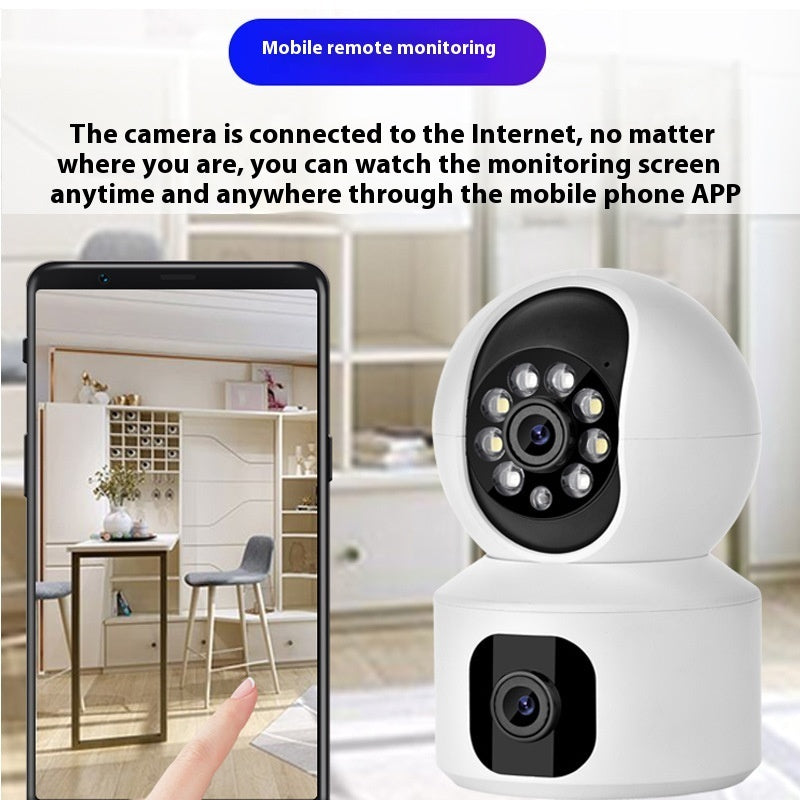 Caméra de surveillance panoramique binoculaire à double objectif Super Look