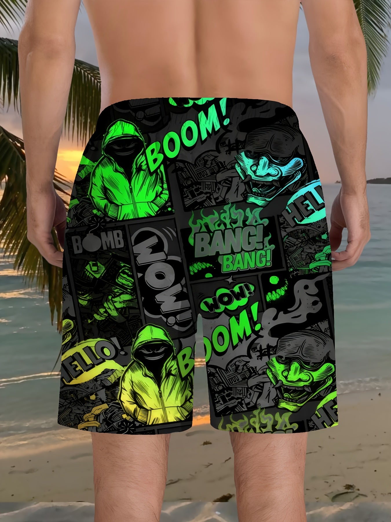 Short de plage imprimé pour homme, style hip-hop, imprimé 3D