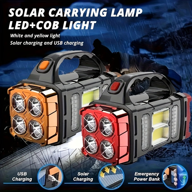 1 pièce Lampe de camping solaire rechargeable, 1 pièce Lampe de camping solaire LED, lampe torche portable et rechargeable lumineuse, convient pour l'extérieur, la randonnée, le camping IP67
