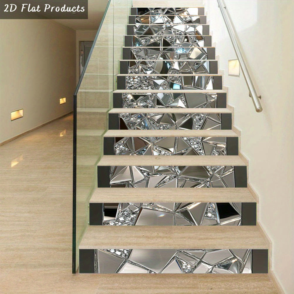 Autocollants pour contremarches d'escalier modernes en PVC 2D, 13 bandes